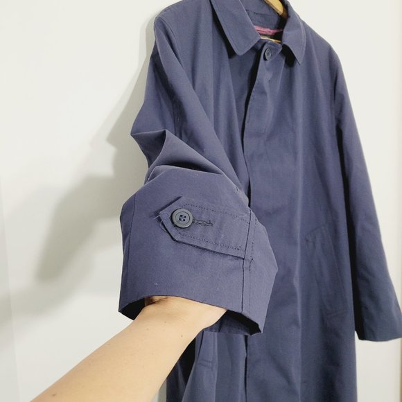 Weatherman Vintage Navy Blue Cotton Blend Full Length Trench Coat Jacket Lined - Picture 3 of 14